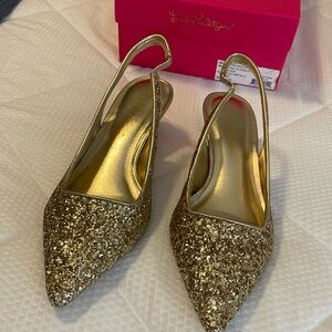 Lilly Gold Kitten Heels
